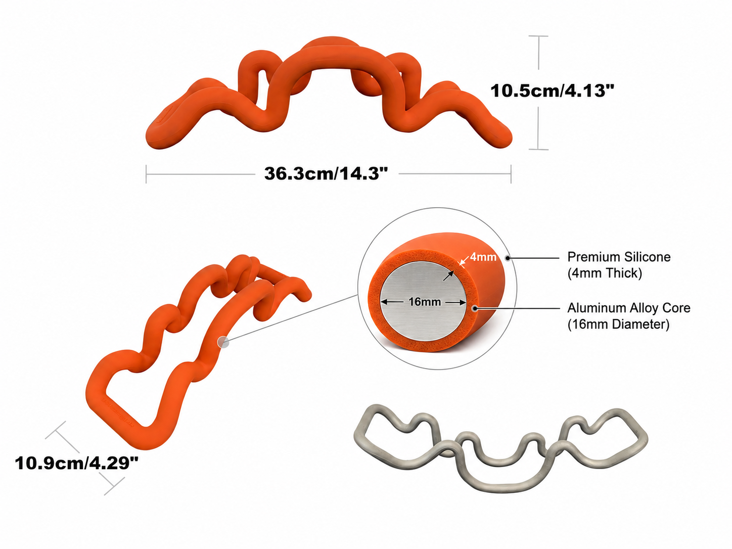 Aluminum core with 4 mm silicone coating for firm pressure