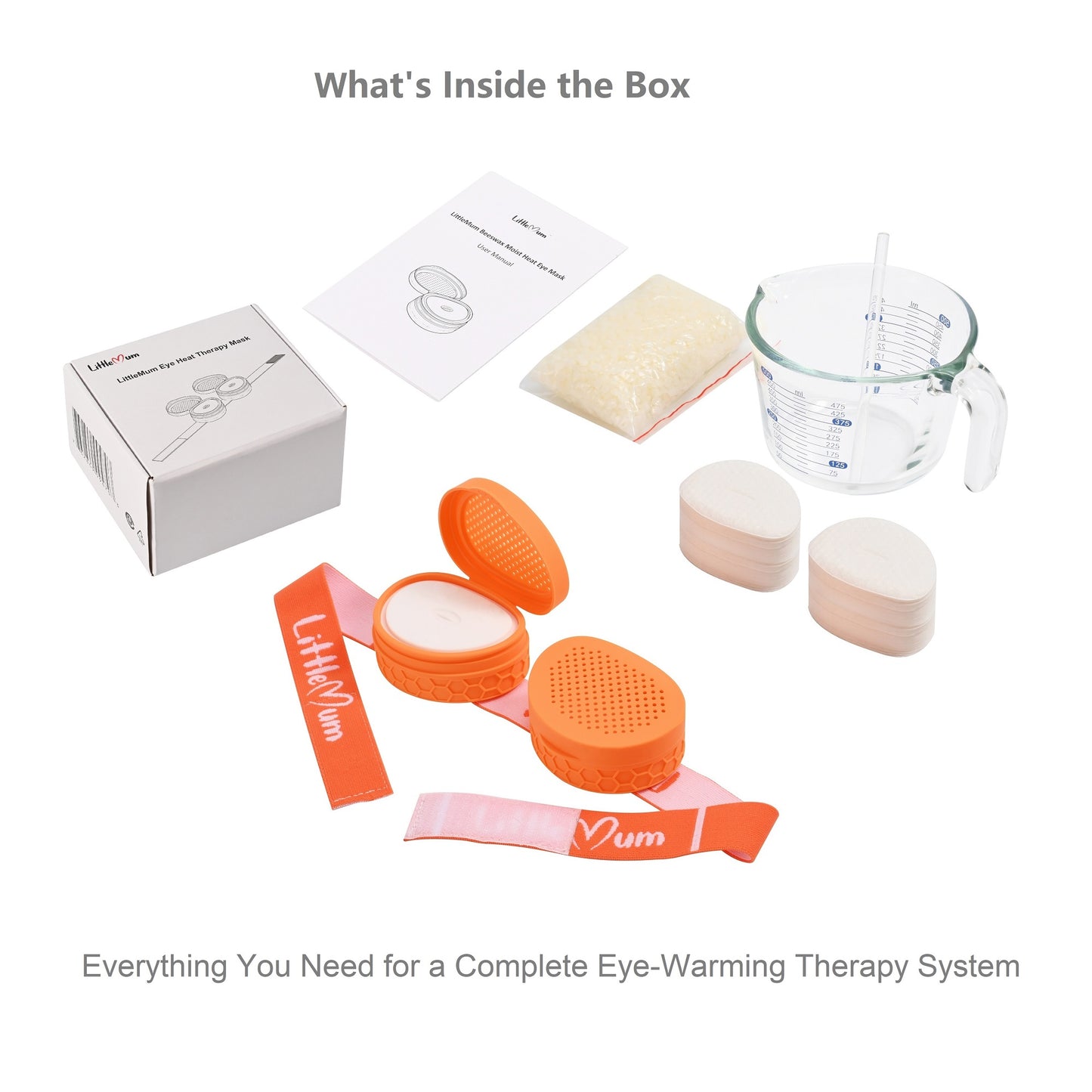 Complete beeswax eye compress kit with reusable warming chambers