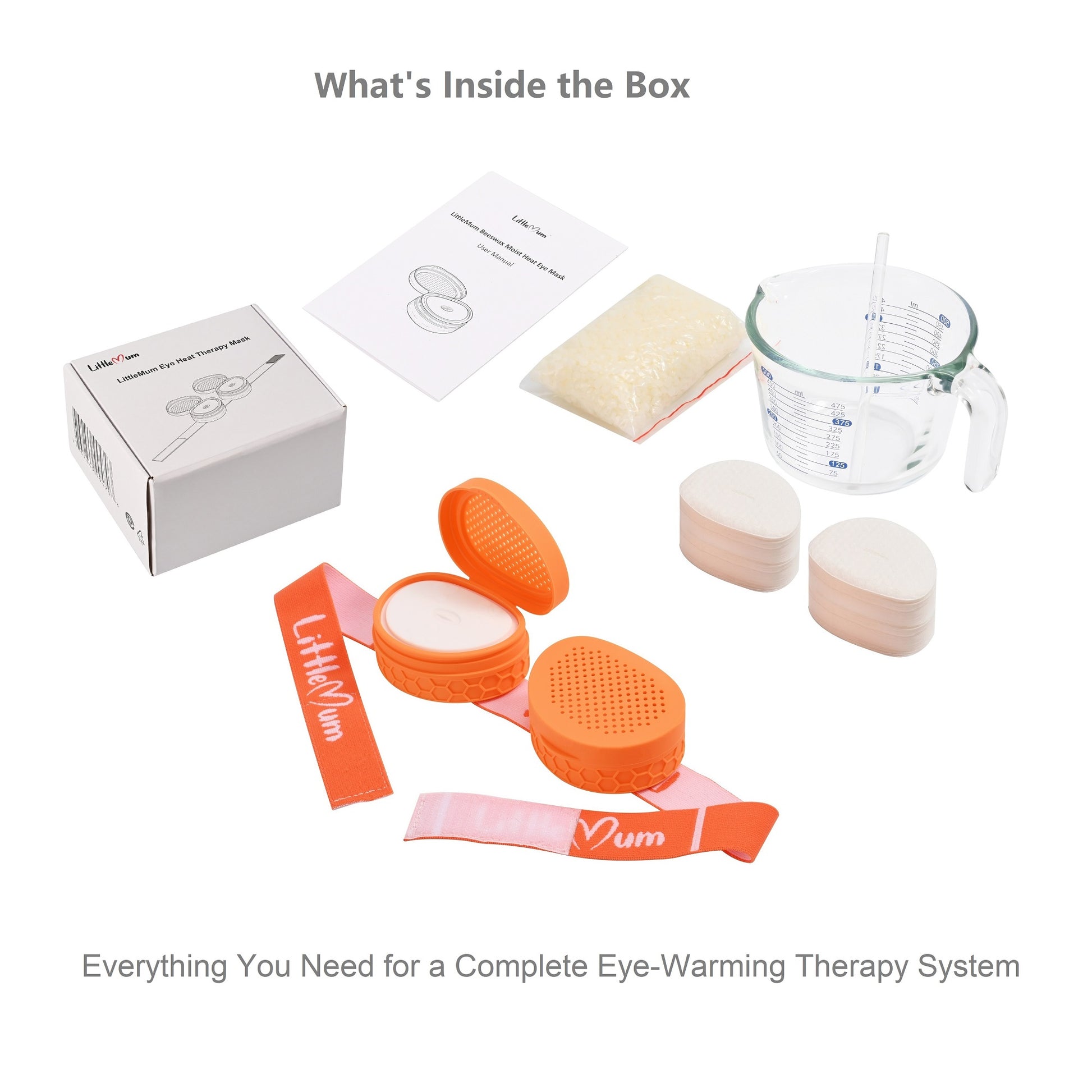Complete beeswax eye compress kit with reusable warming chambers