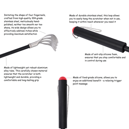 Durable back scratcher with cushioned grip and silicone massage end