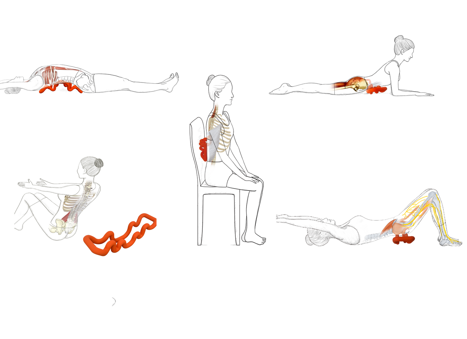 Lying and seated positions for deep tissue back massage