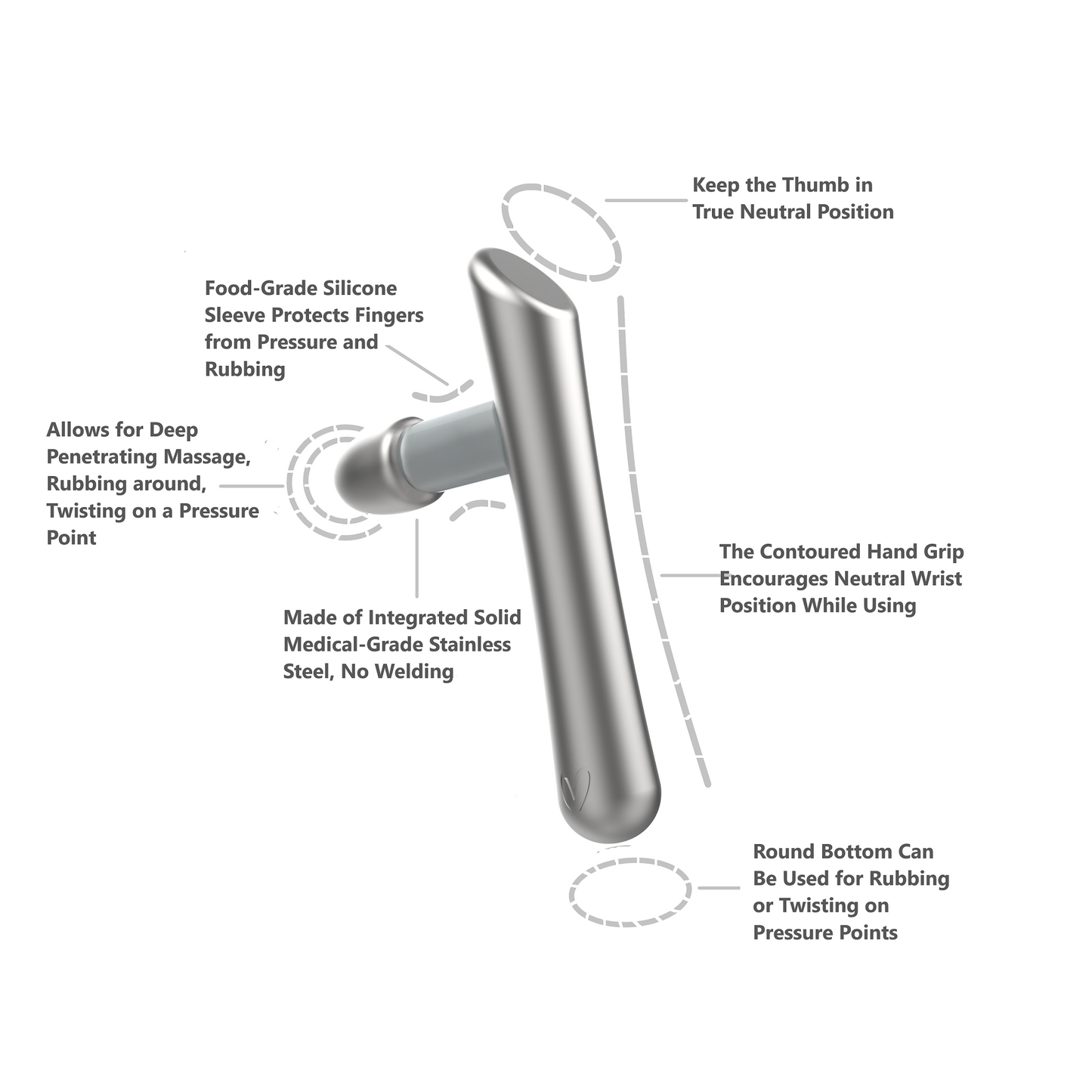 One-piece 304 stainless steel T-Bar with two rounded pressure surfaces